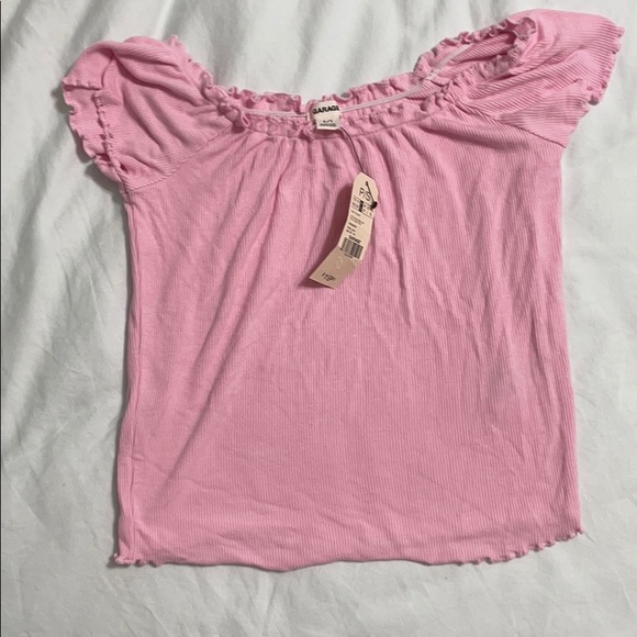 garage baby pink off the shoulder top - Picture 1 of 2